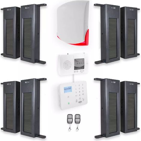 Kit "protection agricole" - 4 barrières 1B-60 portée 900m + alerte GSM appel/SMS + sirène sans-fil 120 dB (DA600+/KP) (1/5)