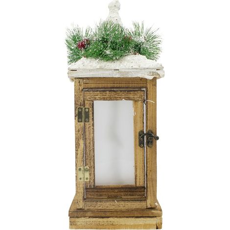 Lanterne de Noël 859823 Décoration et éclairage en bois L15xL15xH39 cm