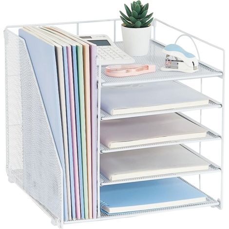 Boîte de rangement de bureau blanche avec dossier (1/5)