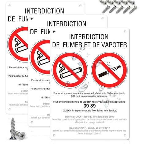 3 Smoking and Vaping Prohibition Rigid PVC 4 Pre-Drilled Smoking Ban Sign Printing Self-Adhesive Smoking Prohibition Sticker With Self-Dipping Screws 148x210mm (3) (1/5)