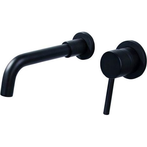 Grifo lavabo empotrado de pared, Negro (1/4)