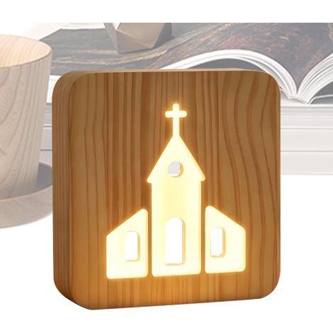 Veilleuse En Bois Jolie Déco Bois LED USB 3 Niveaux (1/5)