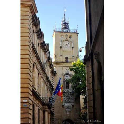 Tableau sur toile tour de l'horloge Aix-en-Provence 30x45 cm - Impression sur Toile Murale Décorative - Image imprimée en HD sur Toile - Toile sur Châssis en Bois FSC - Fabriqué en France