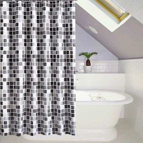 Filiyano-Rideau de douche 200 x 220 cm (L x H) Grand rideau de douche imperméable en polyester anti-moisissure à motif mosaïque, doublure de baignoire (1/5)