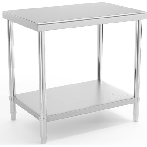 Tavolo da lavoro in acciaio inox con ripiano 90x60cm (1/5)