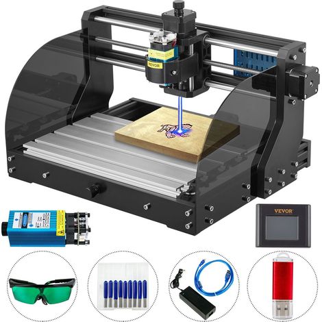 Fraiseuse CNC 3018 Pro, machine de gravure laser 500mW, surface 300x180x45mm, contrôle GRBL, mini graveuse 3 axes avec contrôleur hors ligne, pour bois, plastique, acrylique, PVC (1/5)