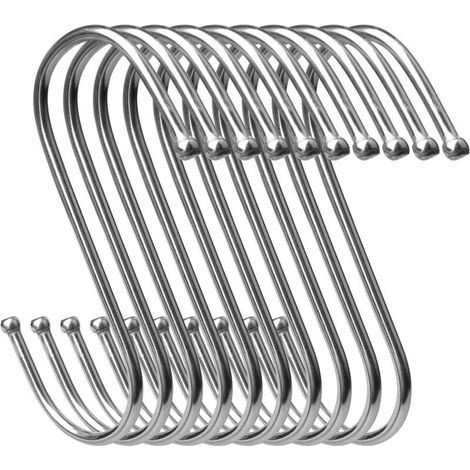 ZOLGINAH Lot de 10 Crochets Suspension, 9cm/3.54'' Petit Crochets en S Inox Multifonctions pour Cuisine, Chambre à Coucher, Salle de Bain, Bureau (1/5)