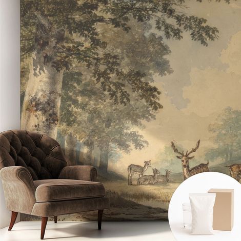Papier peint avec colle pour décoration moderne de salon chambre à coucher cuisine et bureau Facile Calme de la forêt 250x250 cm (1/5)