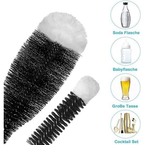 Goupillon pour bouteille en verre, lot de 2 goupillons, nettoyage doux et sans rayures, nettoyant pour bouteilles (1/4)