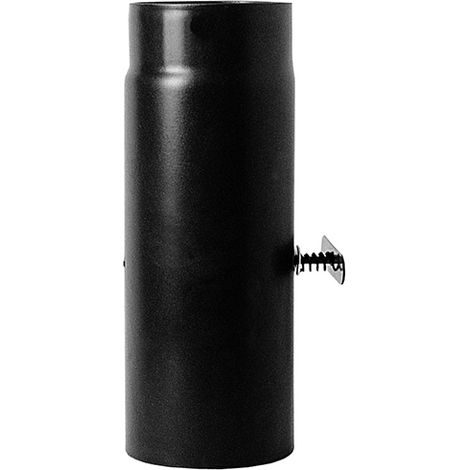 Canna fumaria Tubo 0,25 mt con serranda DN 150  smaltato nero 600 gradi stufa legna CE Made in Italy