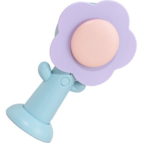 Petit éventail à main en forme de jolie fleur, flux d'air puissant, rechargeable par USB, petit ventilateur de bureau pour la maison, le bureau et les voyages, bleu (1/5)