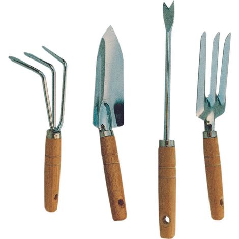 SET 4 ATTREZZINI DA GIARDINO MANICO LEGNO IMP19660- GLI SPECIALISTI DEL VERDE- 6,0 confezione