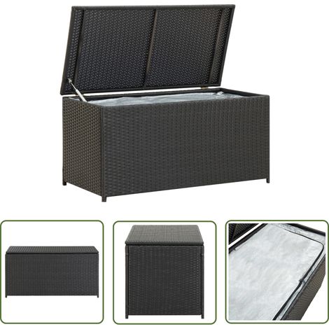 The Living Store Boîte de rangement de jardin résine tressée 100x50x50 cm noir - Coffre De Rangement - Boîte De Rangement Extérieure - Rangement Jardin - Meuble De Jardin - Décoration Jardin (1/5)