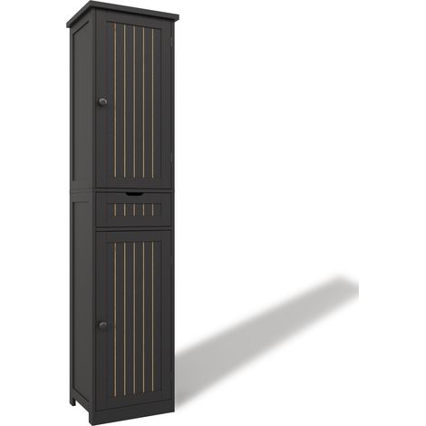 Armadio alto da cucina con 2 ante e 1 cassetto 40 x 30 x 170 cm MDF nero HOMVRA (1/5)