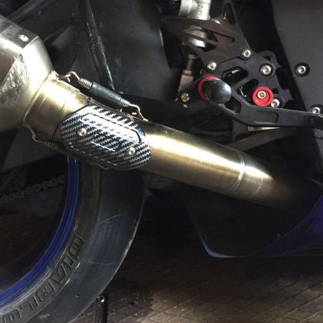 Protège-talon tube de liaison pour échappement moto, cache thermique milieu, protège-échappement noir (1/5)