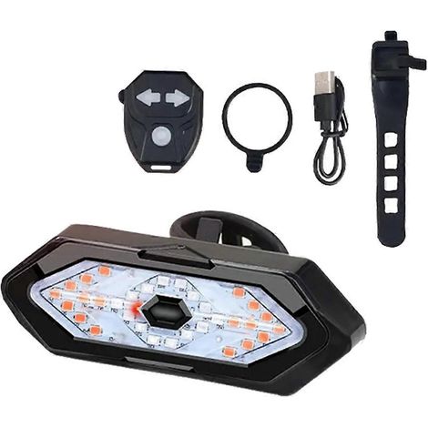 Clignotants de vélo avec télécommande, feux arrière de vélo rechargeables par USB, noir (1/5)