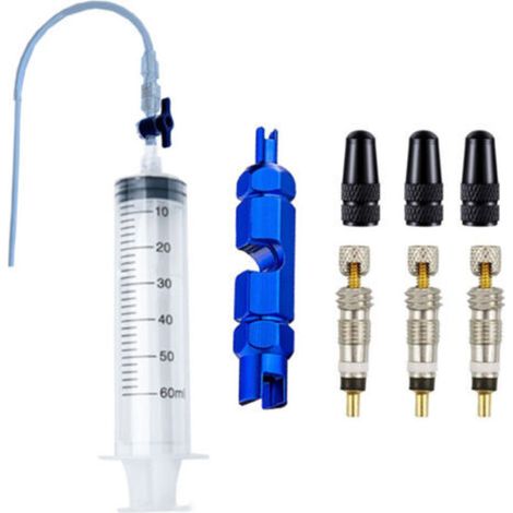 60ML Bicycle Tubeless Tire Liquid Injection Tool Set Tubeless Tire Sealant Injector Syringe Rubber Hose Kit for Bicycle Repair Tool (1/4)