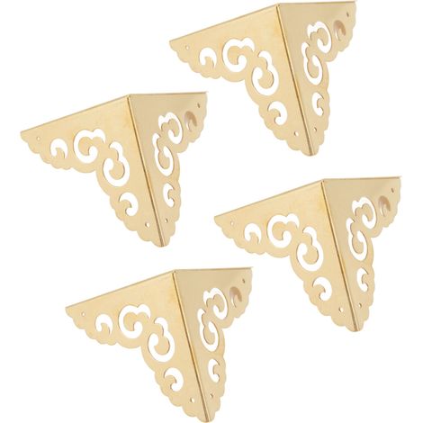 Lot de 4 protections d'angle pour meubles, coins de bureau, de boîte à bijoux ou d'armoire, couleur laiton. (1/5)