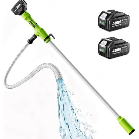 Water Diesel Transfer Pump Filter Ø5.6 cm 2725 L/H Drain 60 Min Battery Life 5 m for Basement Swimming Pool Pond Rain Barrels Boat Aquarium Camper Van (1/5)
