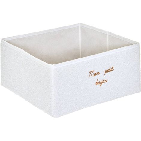 Boîte de rangement en bouclette Yuki pliable 29x29cm blanc - Atmosphera créateur d'intérieur (1/3)