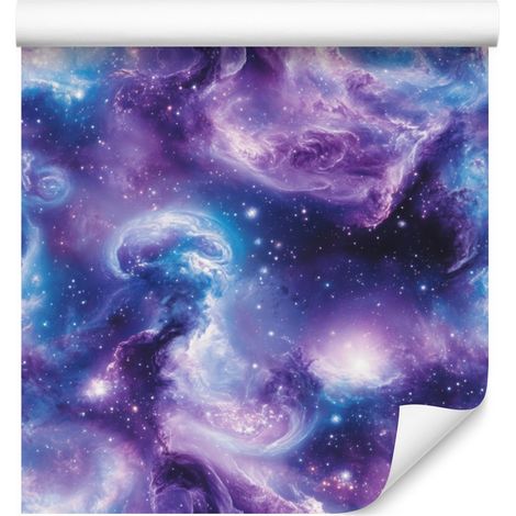 Papel pintado de galaxia en acuarela azul y violeta, fondo azul 50x1000 cm (1/5)
