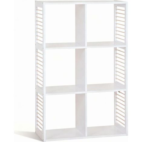 Étagère de rangement - JUANIO - 6 niveaux - blanc/effet bois clair - 60x29x89,5 cm - style scandinave (1/5)