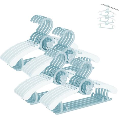 Set mit 20 Babykleiderbügeln, ultradünn, rutschfest und dehnbar für Neugeborenenkleidung – Blaues Geschenk – Verstellbarer Kleiderbügel für Kinder – für Mädchen und Jungen (1/5)