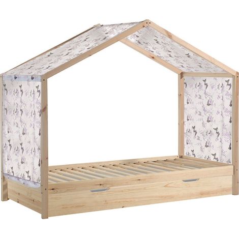 ARKAN - Lit Maison 90x200cm Complet en Pin Massif Naturel (1/4)