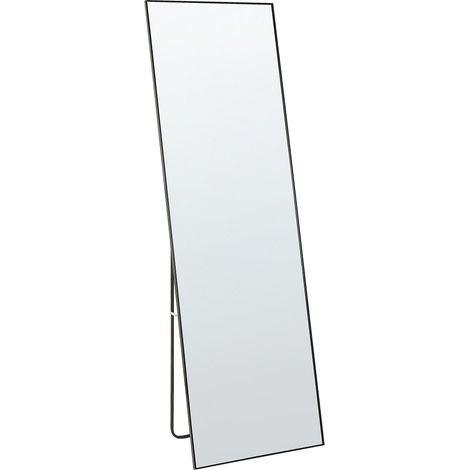 Miroir sur Pied en Aluminium Noir 50 x 156 cm Rectangle Debout Moderne Beauvais