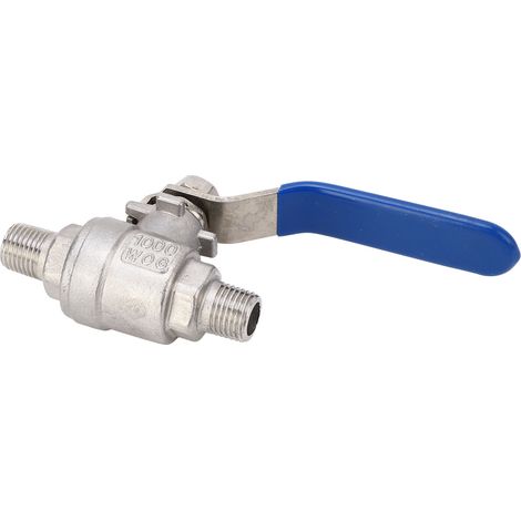 1/4" NPT DN8 Edelstahl-Kugelhahn-Anschlussstück, gerade, 2 Stück (1/5)