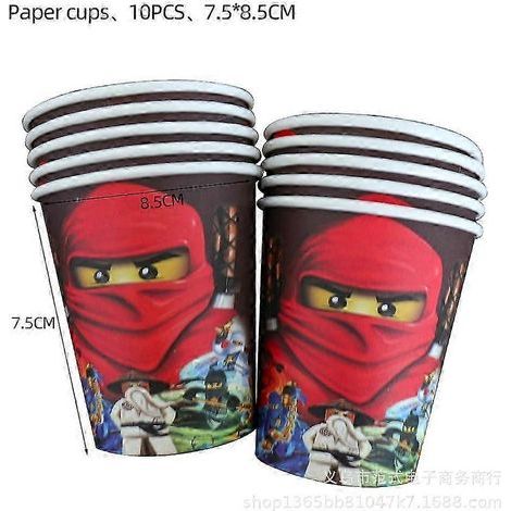 Piatti di carta Ninjago, bicchieri di carta, tovaglioli di carta, scatole di Rice Krispies, tovaglia, tovaglia con bandierine, compleanno Ninjago (1/5)