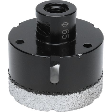 Foret diamanté brasé sous vide, scie cloche pour marbre M14, noir, 65 mm