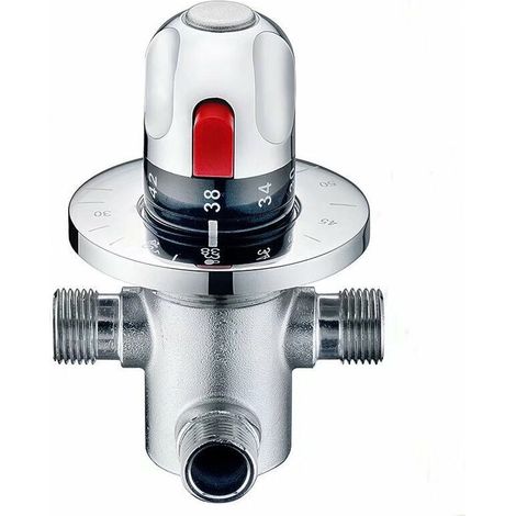 Thermostat-Mischbatterie aus Messing für Waschtisch und Dusche – Feste Temperatur – Schmutzfilter – Einfache Installation – Silber (1/5)
