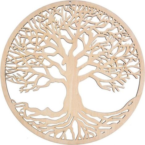 – Décoration murale arbre de vie en bois massif – Sculpture intérieure et extérieure – Respectueuse de l'environnement – Pour méditation et bien-être (1/5)