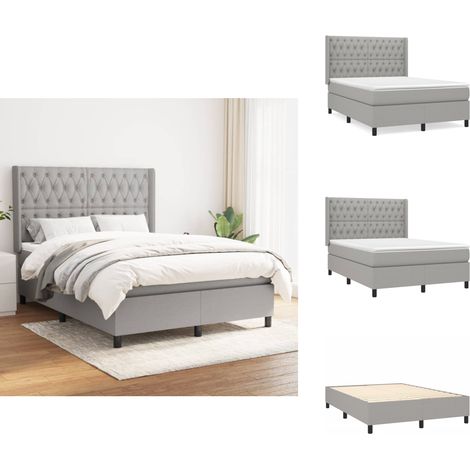 Boxspringbett mit Matratze Hellgrau 140x190 cm Stoff - Boxspringbett - Doppelbett - Lattenrost - Bettsofa - Schlafsystem (1/5)