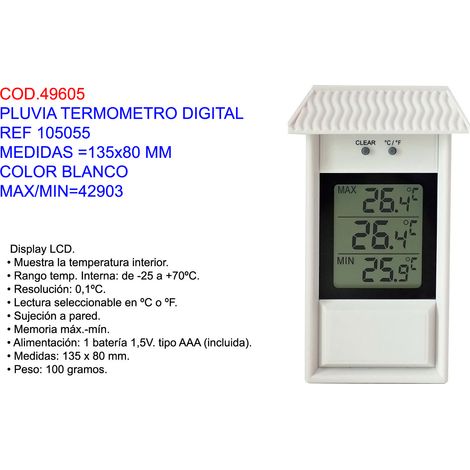 pluvia termometro digital 105055 135x80 mm blanco max-min 42903