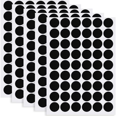 Noir 5 Feuilles/270 Pcs Cache Vis Auto-adhésifs, Couvre Vis Autocollants pour Trous de Vis, Capuchons Adhésifs Ø21 mm, Autocollants de Couverture Meubles pour Vis Porte Armoire Meubles (1/4)