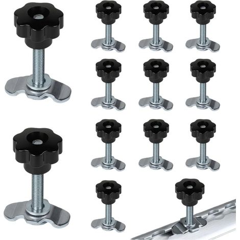12x Rail D'arrimage D'extrémité M8x60, Rail D'arrimage Single 500 daN avec Poignée Boutons en Etoile Ferrures de Rechange pour Rail D'arrimage, Airline Ferrure D'extrémité en Acier Galvanisé (1/5)