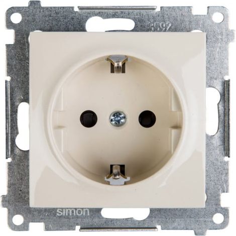 Simon 54 Einzelsteckdose Schuko mit/ohne 16A IP20 mit Schienenverschluss creme DGSz1Z.01/41