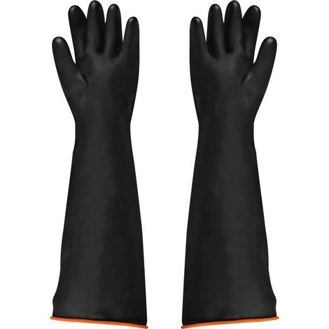 1 Pair 55cm Black Latex Gloves Acid/Alkali Resistant/Industrial Safety Work Protective Gloves