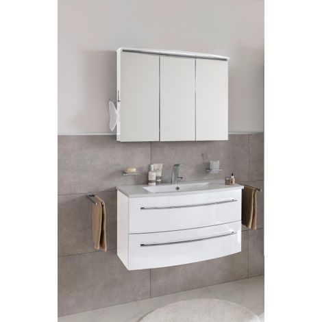 Lanzet Impulso Badmöbel Set 3-teilig, 90cm, Weiß, Spiegelschrank-06373145 (1/5)