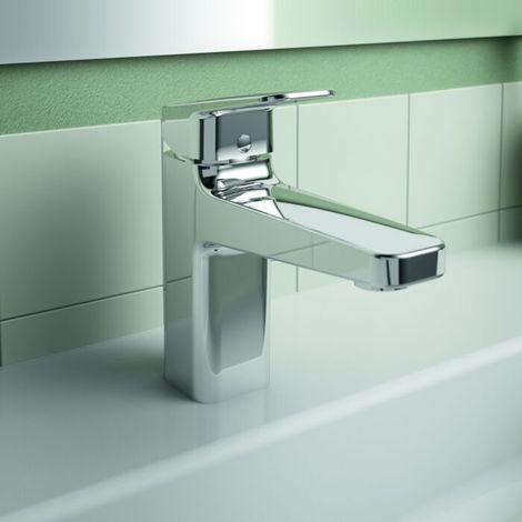 Ideal Standard Waschtischarmatur Ceraplan H90 mit Ablaufgarnitur Ausld.124mm Chrom