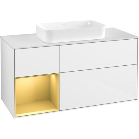 V&B Waschtischunterschrank Finion 120x60 cm, Reg li gol m, glo wh. lacquer (1/2)