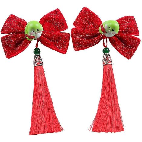 paire de pinces à cheveux décoratives pour le Nouvel An, avec nœud et pompon. Pinces à cheveux pour enfants, motif serpent décoratif en résine.-A (1/5)