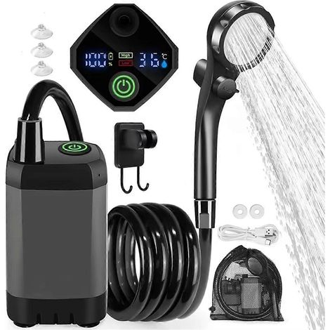 Douche de camping portable rechargeable, batterie 6000 mAh (1/5)