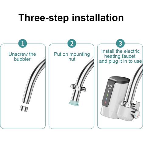 Grifo eléctrico con calentador de agua de pantalla grande y pantalla digital dinámica, no requiere instalación. Calentador de agua instantáneo para baño y cocina. Calentador de agua sin tanque.