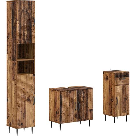 Maison Exclusive - Set di armadietti da bagno in 3 pezzi HAARLEM Legno antico (1/5)