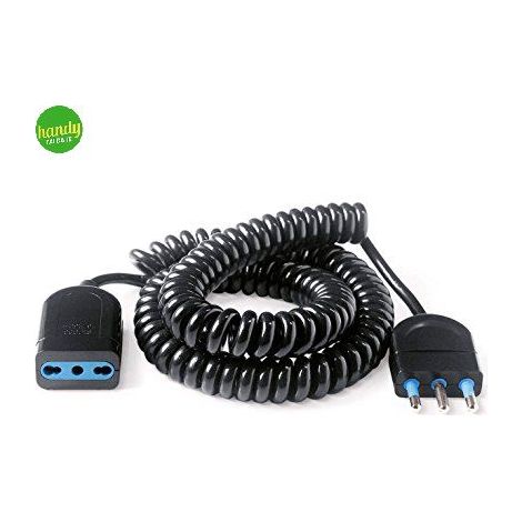 Prolunga Elettrocanali spiralata nera spina 16 a presa 16 a 3 m (1/3)