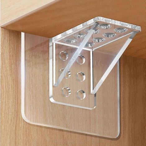 Supports d'étagère, lot de 4, fixations adhésives en plastique pour placards de cuisine, étagères et meubles à monter soi-même, grande résistance (1/5)