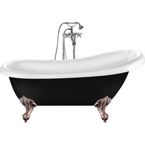 Freistehende Badewanne RICHMOND schwarz Adlerfüße ALTKUPFER 171
